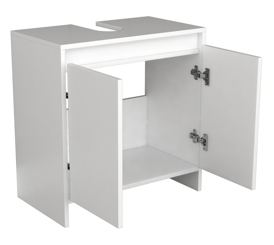 VCM NORDIC Malira Badezimmer-Waschtischunterschrank für Waschbecken, mit 2 Türen - Melamin weiß