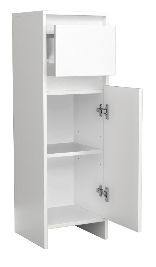 VCM NORDIC Malira Badezimmerschrank Midi, m. 1 Tür, 1 Schublade, 1 Einlegeboden - Melamin weiß