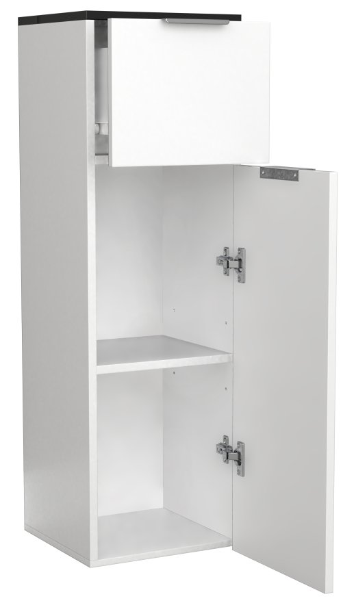 VCM NORDIC Donali Badezimmerschrank Midi, m. 1 Tür, 1 Schublade, 1 Einlegeboden - weiß/schwarz Melamin