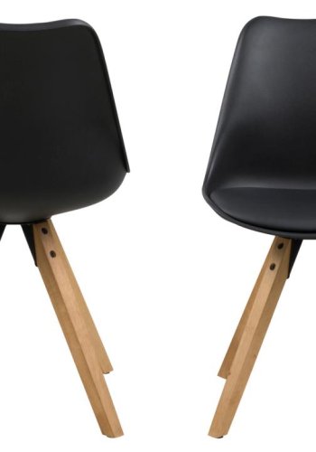 ACT NORDIC Dima Esszimmerstuhl - schwarzes PU/Polypropylen und Naturkautschukholz