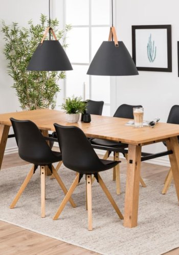 ACT NORDIC Dima Esszimmerstuhl - schwarzes PU/Polypropylen und Naturkautschukholz