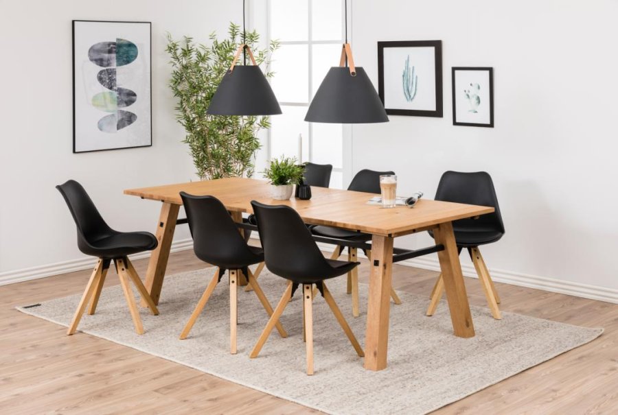 ACT NORDIC Dima Esszimmerstuhl - schwarzes PU/Polypropylen und Naturkautschukholz