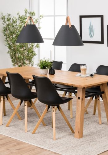 ACT NORDIC Dima Esszimmerstuhl - schwarzes PU/Polypropylen und Naturkautschukholz