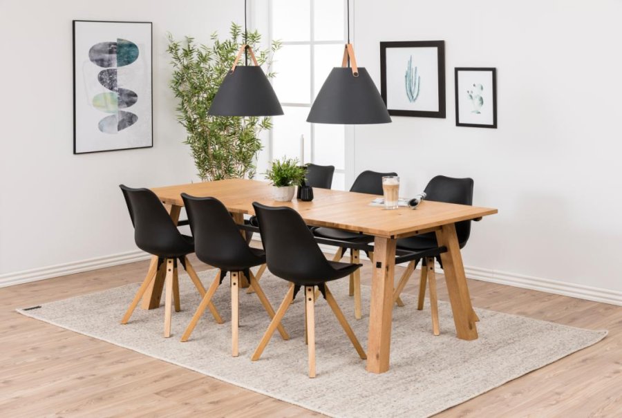 ACT NORDIC Dima Esszimmerstuhl - schwarzes PU/Polypropylen und Naturkautschukholz