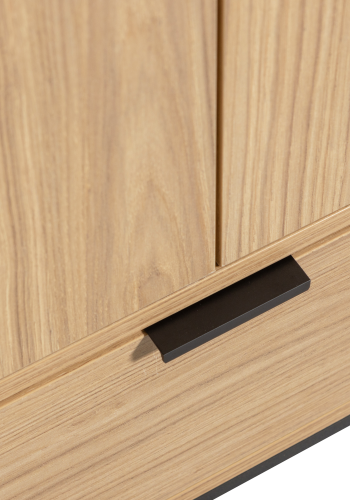 WOOOD Silas skp, med 2 dörrar, 3 hyllor och 1 lda - ekmelamin och svart metall