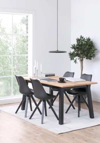 ACT NORDIC Dima Esszimmerstuhl – schwarzes PU/Polypropylen und schwarzes Gummibaumholz