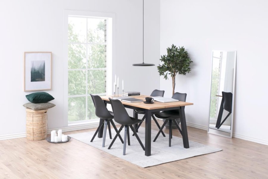 ACT NORDIC Dima Esszimmerstuhl – schwarzes PU/Polypropylen und schwarzes Gummibaumholz