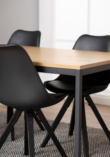 ACT NORDIC Dima Esszimmerstuhl – schwarzes PU/Polypropylen und schwarzes Gummibaumholz