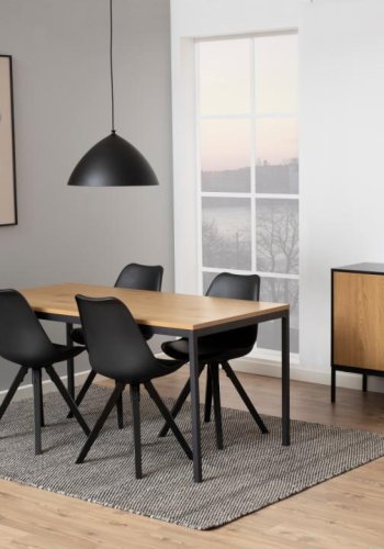 ACT NORDIC Dima Esszimmerstuhl – schwarzes PU/Polypropylen und schwarzes Gummibaumholz