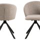 ACT NORDIC Pippa Esszimmerstuhl, mit Drehfunktion und Reißverschluss – beiger Stoff und schwarzer Stahl