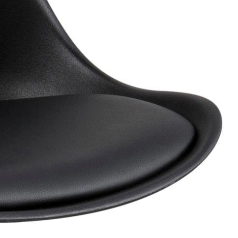 ACT NORDIC Dima Barhocker, mit Rückenlehne und Fußstütze – schwarzes PU/Polypropylen und Naturkautschukholz