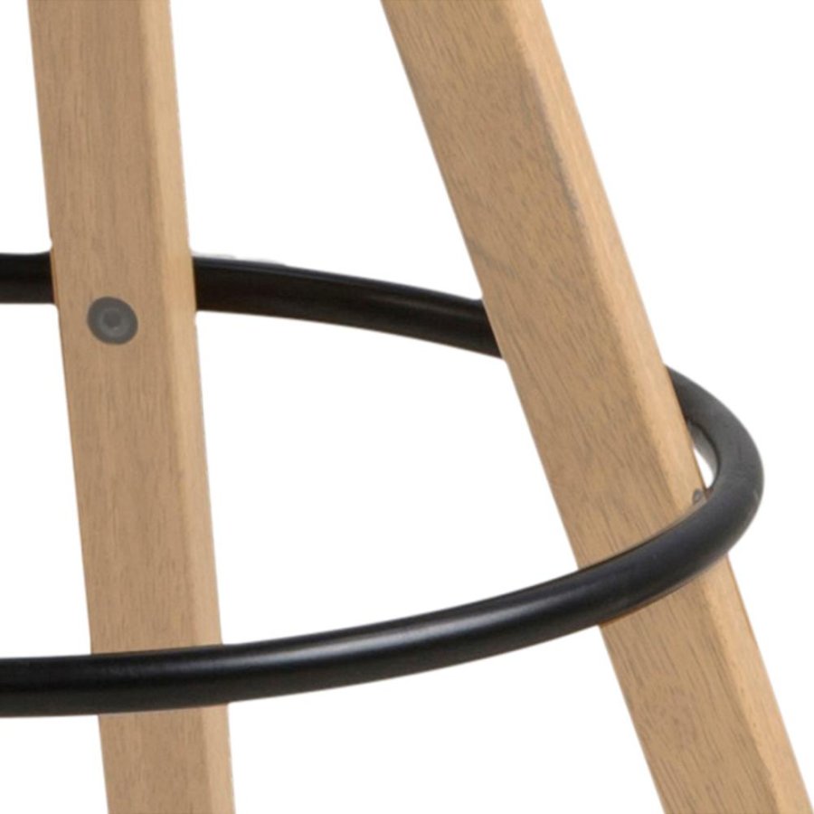 ACT NORDIC Dima Barhocker, mit Rückenlehne und Fußstütze – schwarzes PU/Polypropylen und Naturkautschukholz