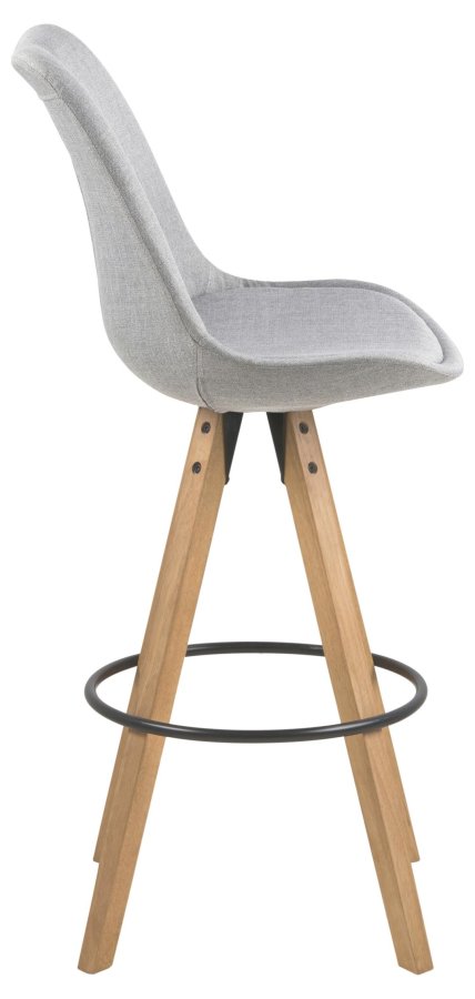 ACT NORDIC Dima Barhocker, mit Rückenlehne, Fußstütze und Reißverschluss – hellgrauer Stoff und Naturkautschukholz