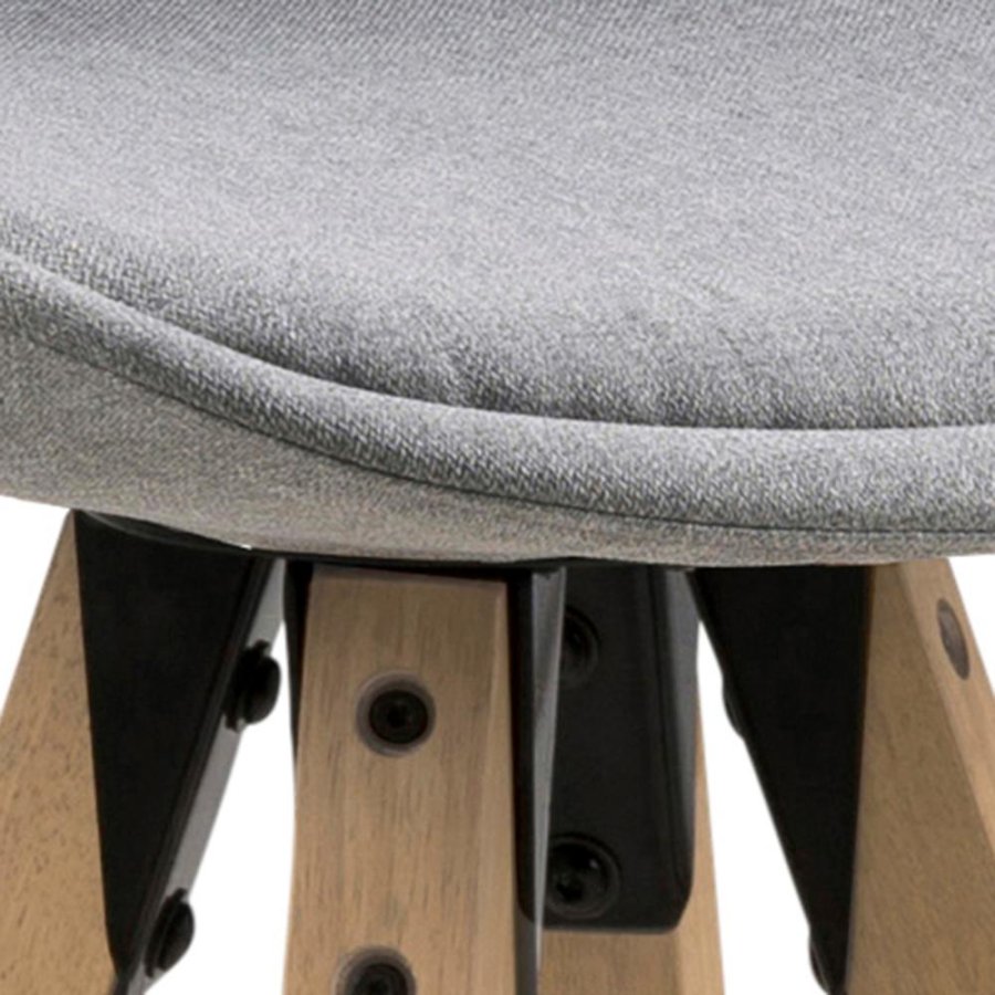 ACT NORDIC Dima Barhocker, mit Rückenlehne, Fußstütze und Reißverschluss – hellgrauer Stoff und Naturkautschukholz