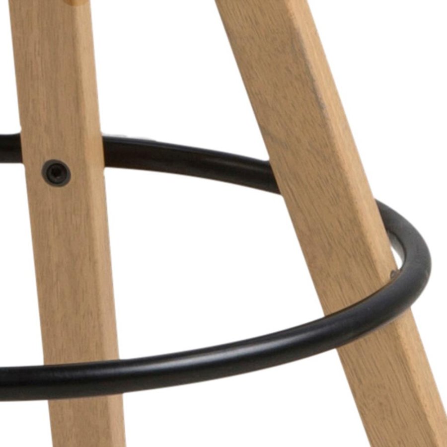 ACT NORDIC Dima Barhocker, mit Rückenlehne, Fußstütze und Reißverschluss – hellgrauer Stoff und Naturkautschukholz