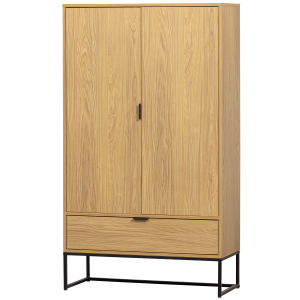 WOOOD Silas skp, med 2 dörrar, 2 hyllor och 1 lda - ekmelamin och svart metall