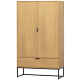 WOOOD Silas skp, med 2 dörrar, 2 hyllor och 1 lda - ekmelamin och svart metall