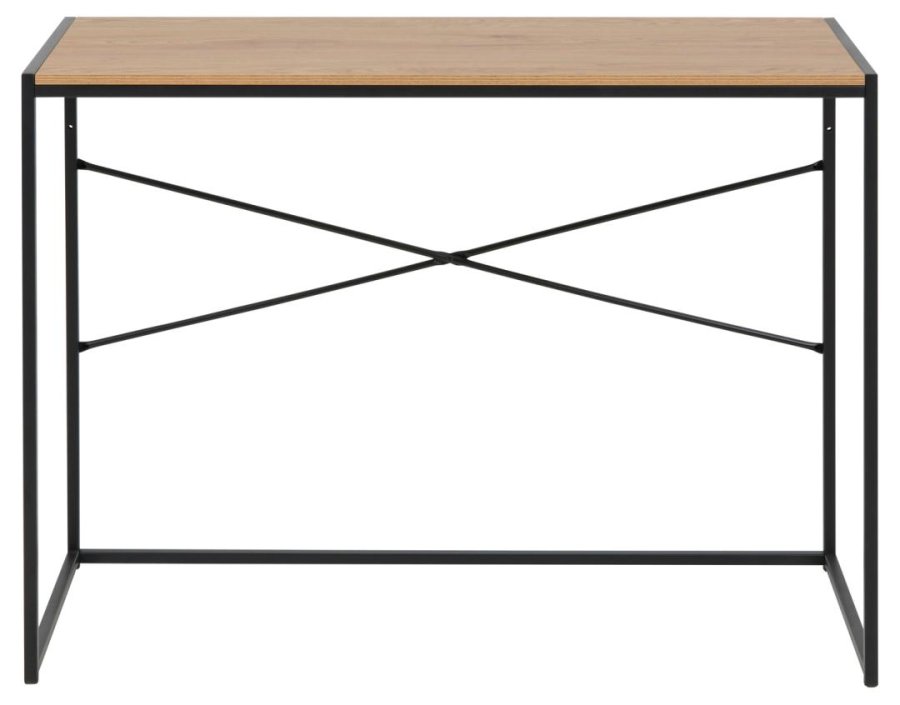 ACT NORDIC Seaford skrivebord, rektangulr - natur vild eg ru papir og sort stl (100x45)