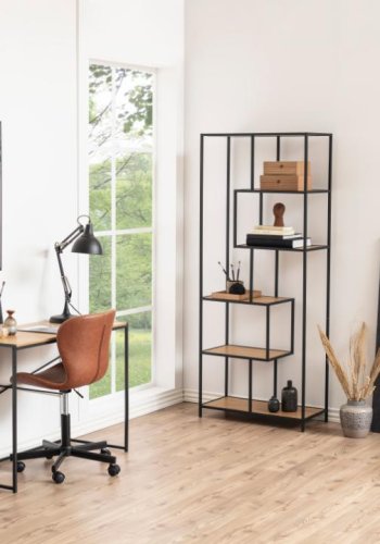 ACT NORDIC Seaford skrivebord, rektangulr - natur vild eg ru papir og sort stl (100x45)