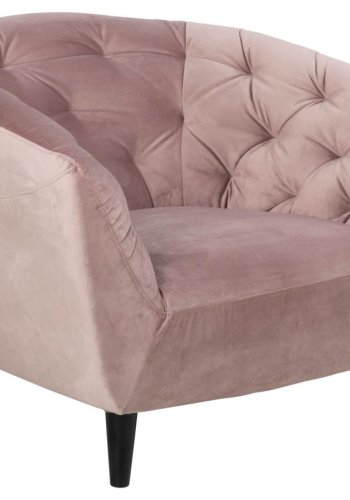 ACT NORDIC Ria lnestol, m. armln og indsyninger - dusty rose stof og sort gummitr