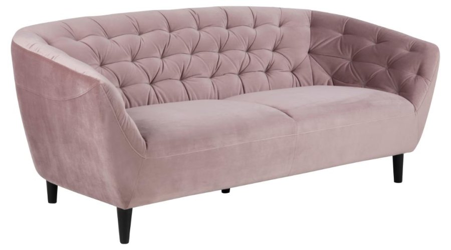 ACT NORDIC Ria 3 pers. sofa, m. indsyninger - dusty rose stof og sort gummitr