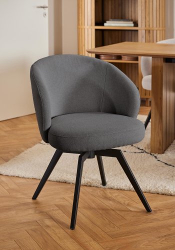 ACT NORDIC Darlene spisestuestol, med armlener, svingfunksjon, retursving - grtt stoff og svart stl