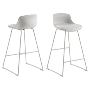 ACT NORDIC Tina barstol, med ryggstöd och fotstöd - vit PU/polypropylen och vitt stl
