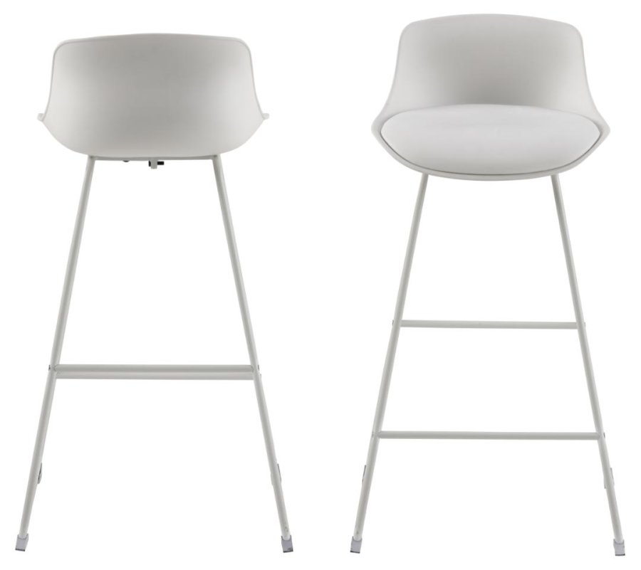 ACT NORDIC Tina Barhocker, mit Rückenlehne und Fußstütze – weißes PU/Polypropylen und weißer Stahl