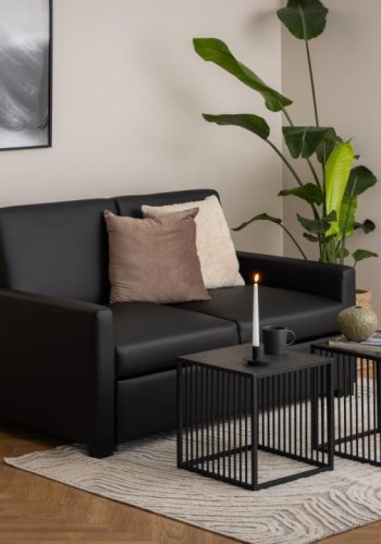 ACT NORDIC Strington hjrnebord, firkantet - svart Izmir melamin og svart stl (40x40)