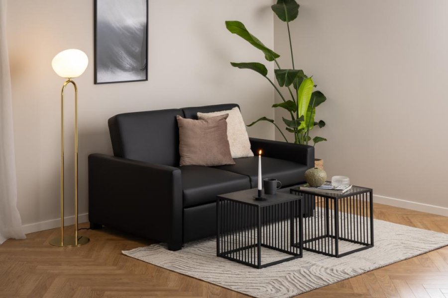 ACT NORDIC Strington hjrnebord, firkantet - svart Izmir melamin og svart stl (40x40)