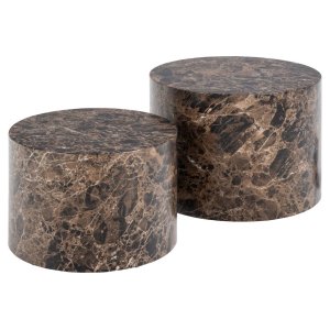 ACT NORDIC Dice soffbord, runt - brun marmor Delhi grovt papper (58) (set om 2)