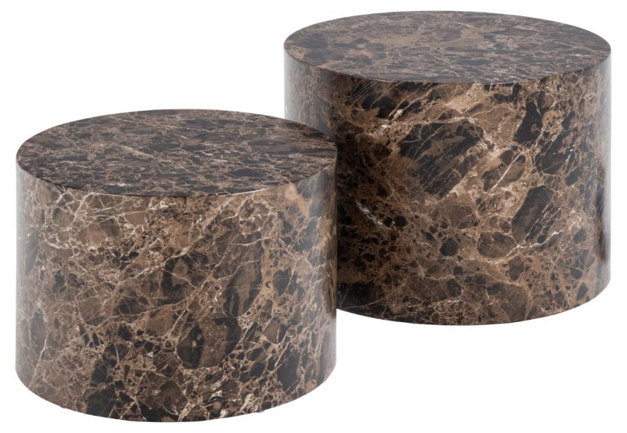 ACT NORDIC Dice sofabord, rundt - brun marmor Delhi grovt papir (58) (sett med 2)