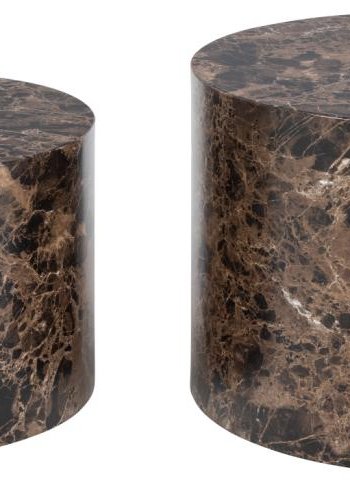 ACT NORDIC Dice sofabord, rundt - brun marmor Delhi grovt papir (58) (sett med 2)