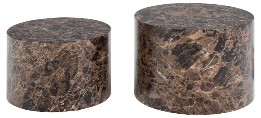 ACT NORDIC Dice sofabord, rundt - brun marmor Delhi grovt papir (58) (sett med 2)