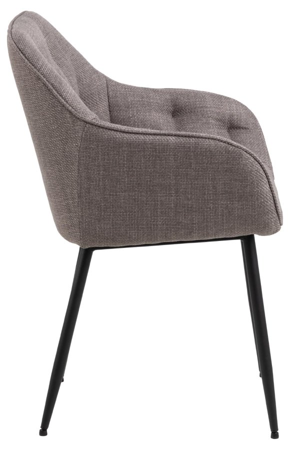 ACT NORDIC Brooke spisestuestol, med armlener og sm - grbrunt stoff og svart stl