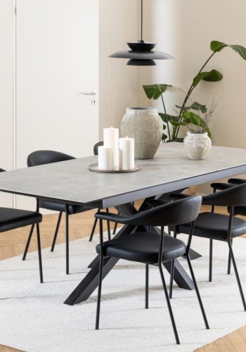 ACT NORDIC Ava spisebordsstol, m. armln - sort PU og sort stl