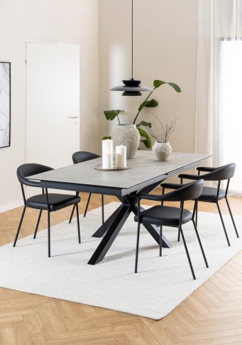 ACT NORDIC Ava spisebordsstol, m. armln - sort PU og sort stl