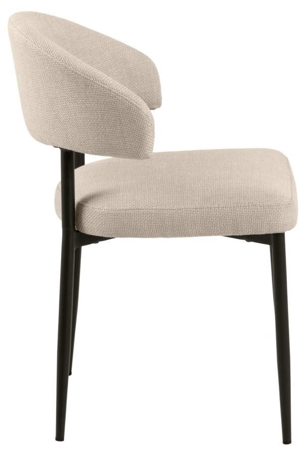 ACT NORDIC Edina Esszimmerstuhl - beiger Stoff und schwarzer Stahl