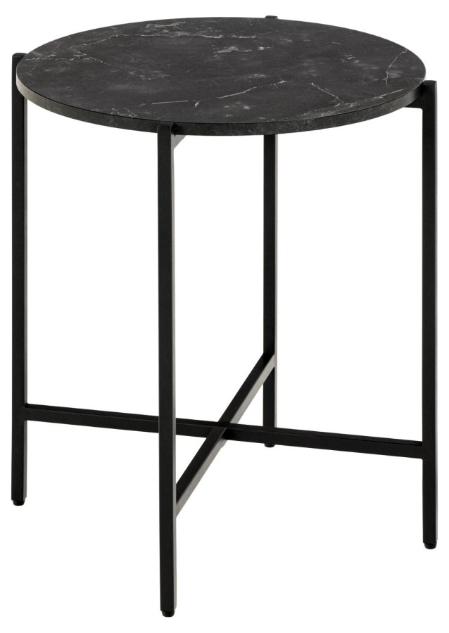 ACT NORDIC Lamoine Ecktisch, rund – schwarzes Izmir-Melamin und schwarzer Stahl (40)