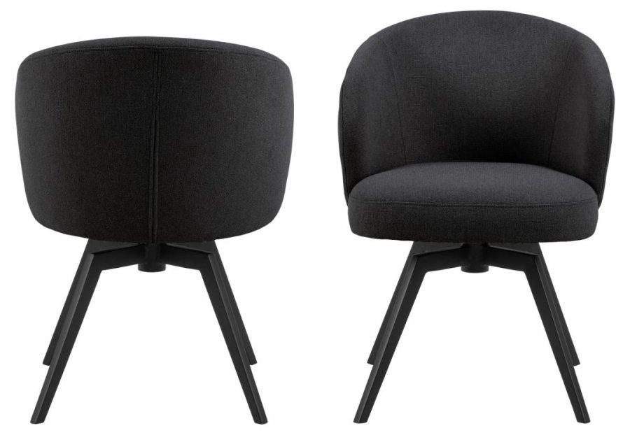 ACT NORDIC Darlene spisestuestol, med armlener, svingfunksjon, retursving - antrasittgrtt stoff/svart stl