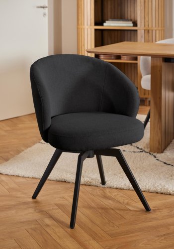 ACT NORDIC Darlene spisestuestol, med armlener, svingfunksjon, retursving - antrasittgrtt stoff/svart stl