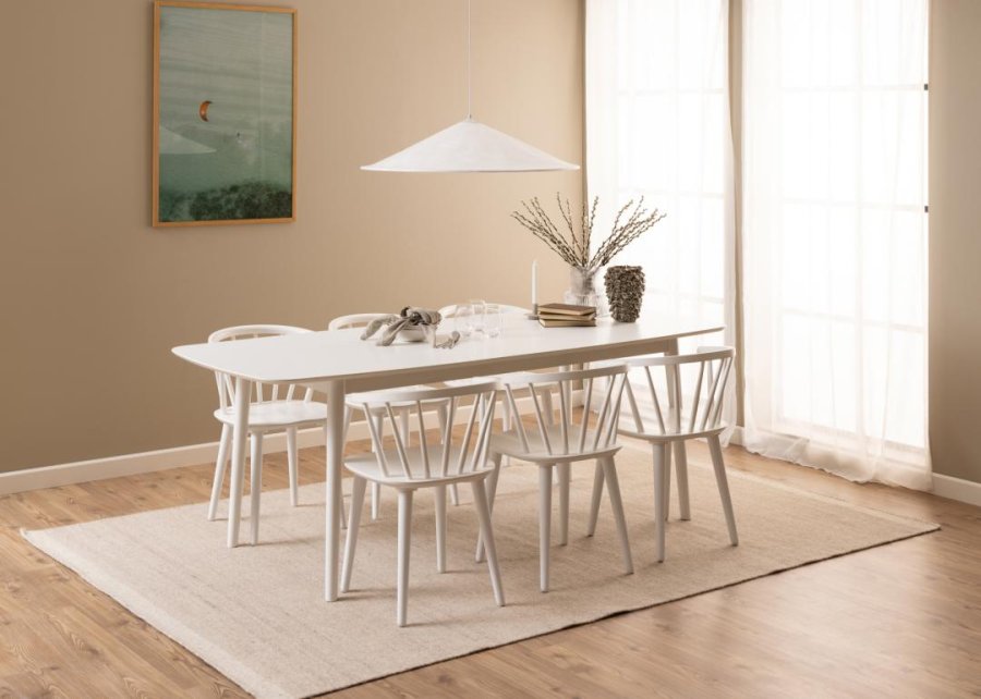 ACT NORDIC Ida Esszimmerstuhl, mit Armlehnen – weißes Kautschukholz