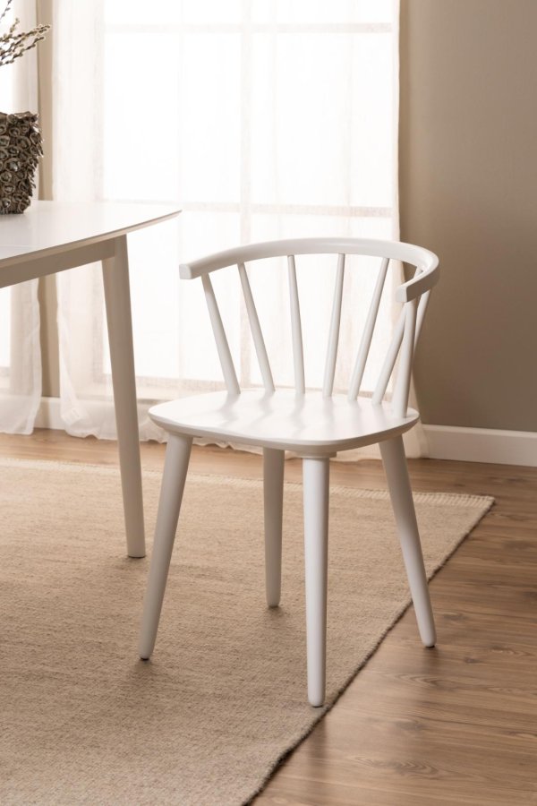 ACT NORDIC Ida Esszimmerstuhl, mit Armlehnen – weißes Kautschukholz