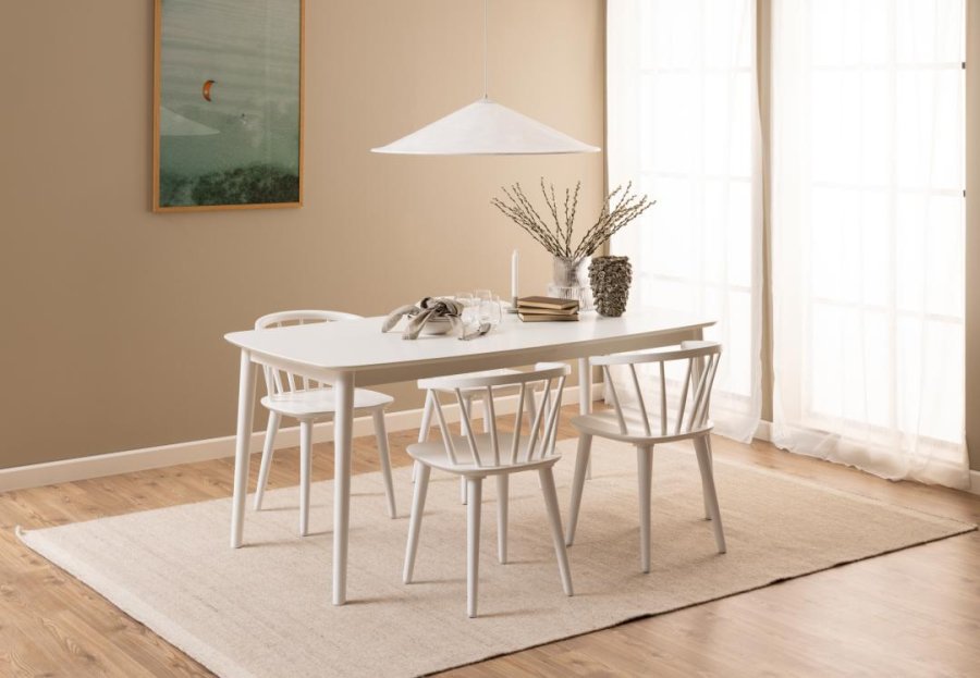 ACT NORDIC Ida Esszimmerstuhl, mit Armlehnen – weißes Kautschukholz