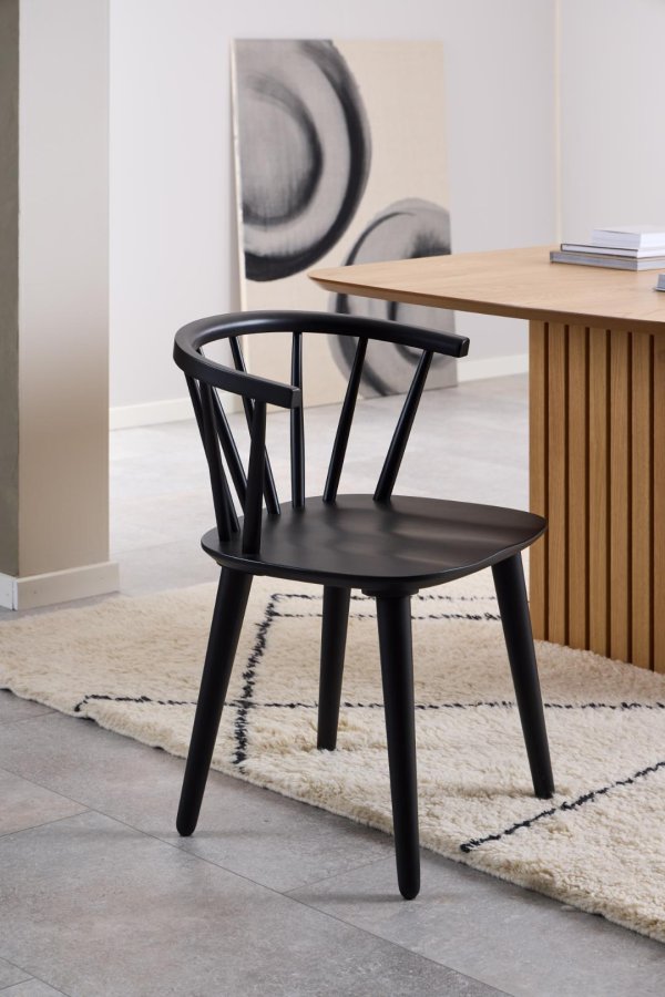 ACT NORDIC Ida Esszimmerstuhl, mit Armlehnen  mattschwarzes Kautschukholz