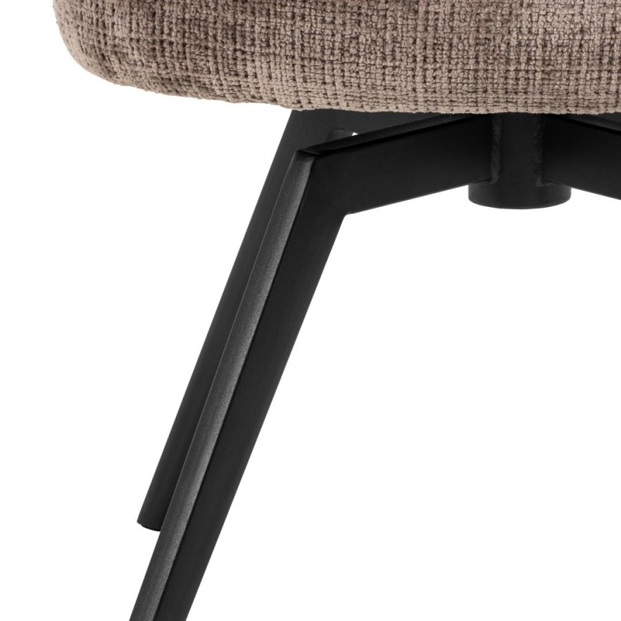 ACT NORDIC Darlene spisestol, med armlener, svingfunksjon, retursving - stvbrunt stoff og svart stl