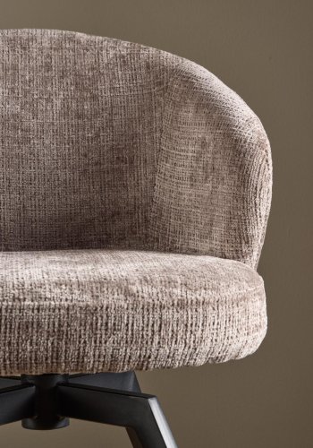 ACT NORDIC Darlene spisestol, med armlener, svingfunksjon, retursving - stvbrunt stoff og svart stl