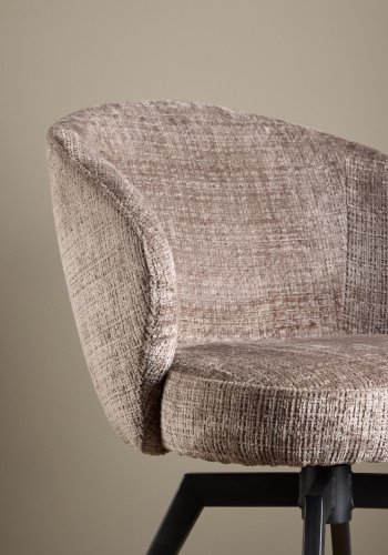 ACT NORDIC Darlene spisestol, med armlener, svingfunksjon, retursving - stvbrunt stoff og svart stl