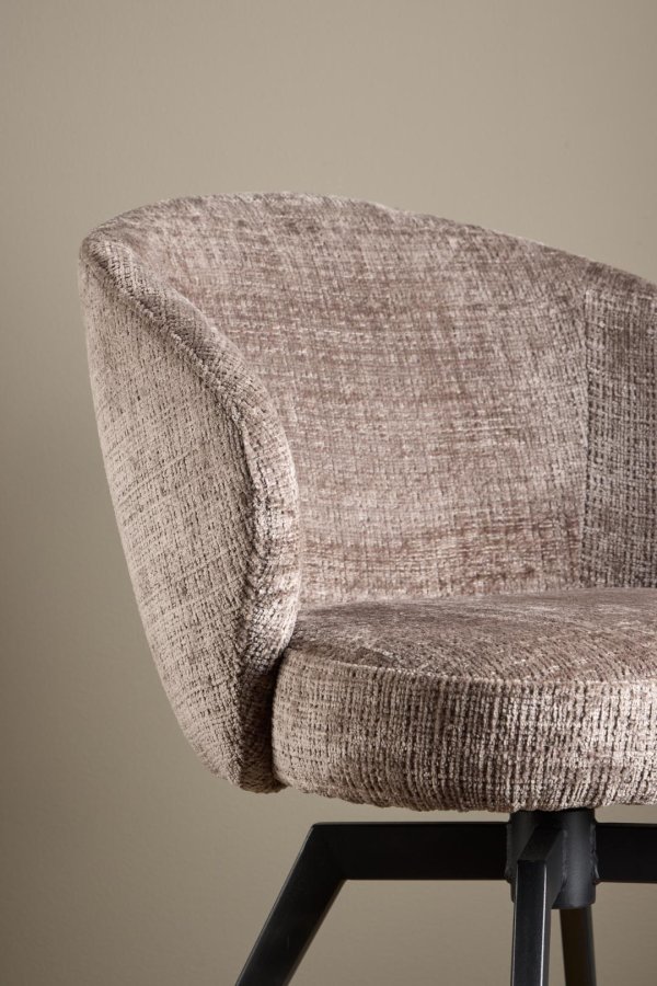 ACT NORDIC Darlene spisestol, med armlener, svingfunksjon, retursving - stvbrunt stoff og svart stl