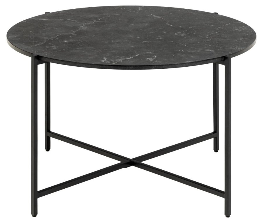 ACT NORDIC Lamoine Couchtisch, rund – schwarzes Izmir-Melamin und schwarzer Stahl (70)